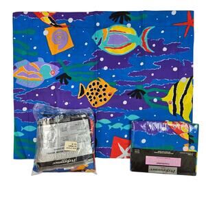 NOS Vintage Tropical Fish Pillow Sham Twin Bed Skirt Fabric Springs Reef